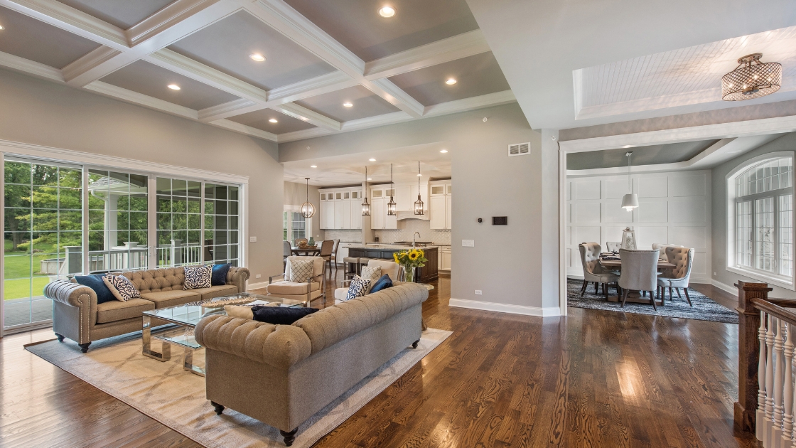 Beautiful modern living room with hardwood flooring
